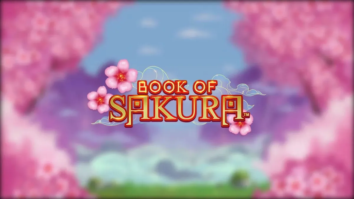 Cenário temático de cerejeiras e guerreira no slot Book of Sakura